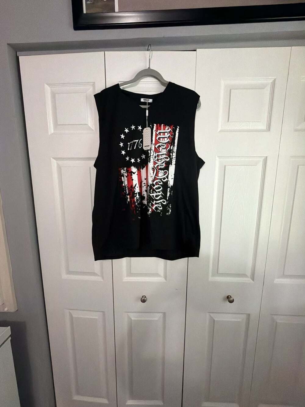 COOFANDY Men's 1776 We The People American Flag Graphic Sleeveless Tank Top XL